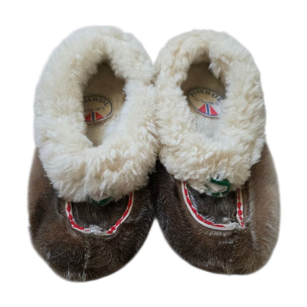 Fimbul Children Kids Reindeer Fur Shoes Slippers Size 34 Finnish Norwegian